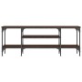 Mueble TV madera ingeniería y hierro marrón roble 121x35x45 cm de vidaXL, Muebles TV - Ref: Foro24-831807, Precio: 62,09 €, D...