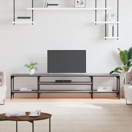 Mueble TV madera ingeniería y hierro gris Sonoma 201x35x45 cm de vidaXL, Muebles TV - Ref: Foro24-831816, Precio: 83,13 €, De...