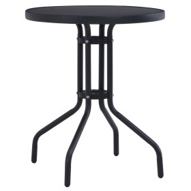 Mesa de jardín acero y vidrio negro 60 cm en Mesas de jardín | Comprar online en Foru.es