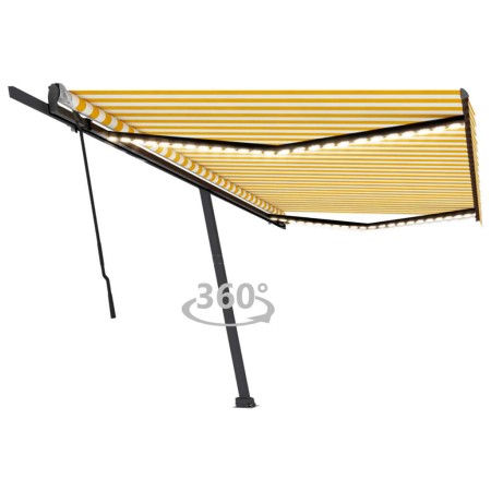 Toldo retráctil manual con luz LED amarillo y blanco 500x300 cm en Toldos | Comprar online en Foru.es