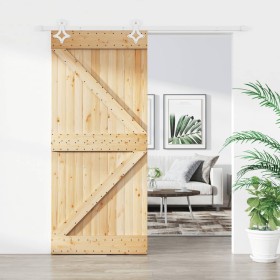 Puerta corredera con herrajes madera maciza de pino 90x210 cm de vidaXL, Puertas - Ref: Foro24-3203160, Precio: 197,44 €, Des...
