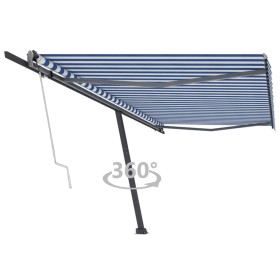 Toldo de pie automático azul y blanco 500x300 cm en Toldos | Comprar online en Foru.es