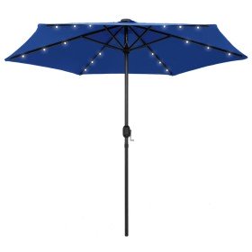 Sombrilla de jardín luces LED palo de aluminio azul 270 cm en Sombrillas | Comprar online en Foru.es