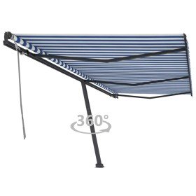 Toldo de pie retráctil manual azul y blanco 600x300 cm en Toldos | Comprar online en Foru.es