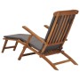 Tumbona con cojín gris oscuro madera maciza de teca en Tumbonas | Comprar online en Foru.es