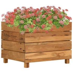 Arriate elevado madera de teca reciclada y acero 50x40x38 cm en Macetas y jardineras | Comprar online en Foru.es