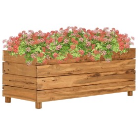 Arriate elevado madera de teca reciclada y acero 100x40x38 cm en Macetas y jardineras | Comprar online en Foru.es