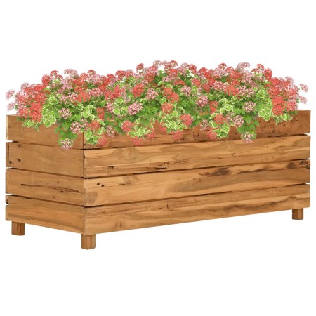 Arriate elevado madera de teca reciclada y acero 100x40x38 cm en Macetas y jardineras | Comprar online en Foru.es