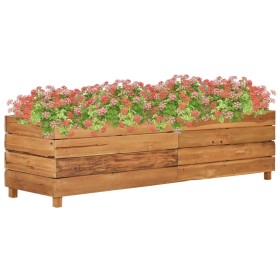 Arriate elevado madera de teca reciclada y acero 150x40x38 cm en Macetas y jardineras | Comprar online en Foru.es
