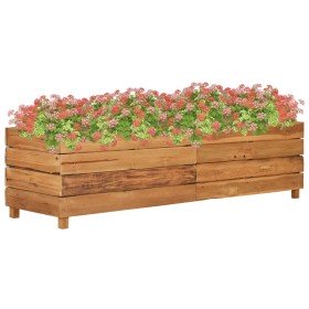 Arriate elevado madera de teca reciclada y acero 150x40x38 cm en Macetas y jardineras | Comprar online en Foru.es