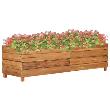 Arriate elevado madera de teca reciclada y acero 150x40x38 cm en Macetas y jardineras | Comprar online en Foru.es