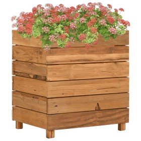 Arriate elevado madera de teca reciclada y acero 50x40x55 cm en Macetas y jardineras | Comprar online en Foru.es