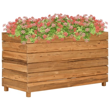 Arriate elevado madera de teca reciclada y acero 100x40x55 cm en Macetas y jardineras | Comprar online en Foru.es