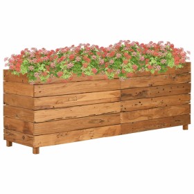 Arriate elevado madera de teca reciclada y acero 150x40x55 cm en Macetas y jardineras | Comprar online en Foru.es