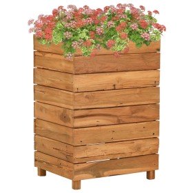 Arriate elevado madera de teca reciclada y acero 50x40x72 cm en Macetas y jardineras | Comprar online en Foru.es