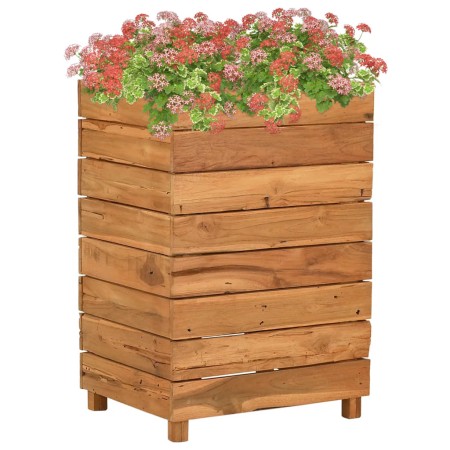 Arriate elevado madera de teca reciclada y acero 50x40x72 cm en Macetas y jardineras | Comprar online en Foru.es