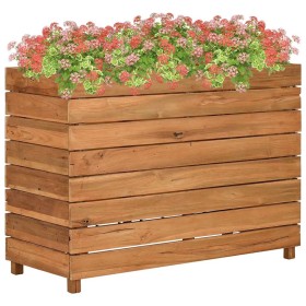 Arriate elevado madera de teca reciclada y acero 100x40x72 cm en Macetas y jardineras | Comprar online en Foru.es