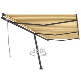 Toldo de pie retráctil manual amarillo y blanco 600x300 cm en Toldos | Comprar online en Foru.es
