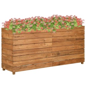 Arriate elevado madera de teca reciclada y acero 150x40x72 cm en Macetas y jardineras | Comprar online en Foru.es
