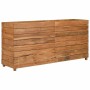 Arriate elevado madera de teca reciclada y acero 150x40x72 cm en Macetas y jardineras | Comprar online en Foru.es