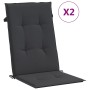 Cojín silla de jardín respaldo alto 2 uds tela negro 120x50x3cm en Decoración | Comprar online en Foru.es