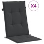 Cojín silla de jardín respaldo alto 4 uds tela negro 120x50x3cm en Decoración | Comprar online en Foru.es