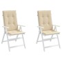Cojín silla de jardín respaldo alto 2 uds tela beige 120x50x3cm en Decoración | Comprar online en Foru.es