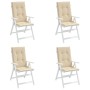 Cojín silla de jardín respaldo alto 4 uds tela beige 120x50x3cm en Decoración | Comprar online en Foru.es