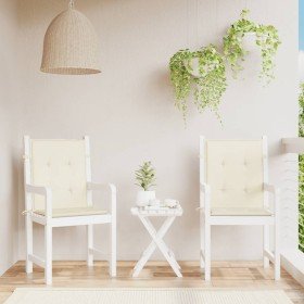 Cojín silla jardín respaldo bajo 2 uds tela Oxford crema en Decoración | Comprar online en Foru.es