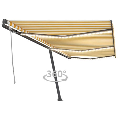 Toldo retráctil manual con luz LED amarillo y blanco 600x300 cm en Toldos | Comprar online en Foru.es