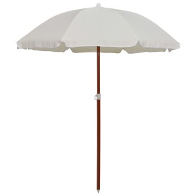 Sombrilla con palo de acero blanco arena 180 cm en Sombrillas | Comprar online en Foru.es