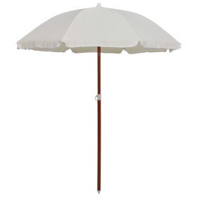 Sombrilla con palo de acero blanco arena 180 cm en Sombrillas | Comprar online en Foru.es