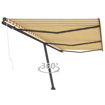 Toldo de pie automático amarillo y blanco 600x300 cm en Toldos | Comprar online en Foru.es