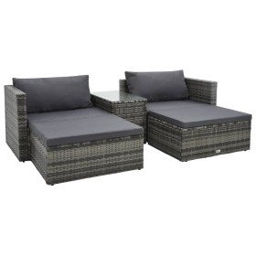 Set de muebles de jardín 5 pzas y cojines ratán sintético gris en Conjuntos de jardín | Comprar online en Foru.es