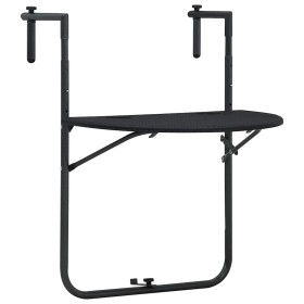 Mesa balcón colgante plástico aspecto ratán negro 60x64x83,5 cm en Mesas de jardín | Comprar online en Foru.es