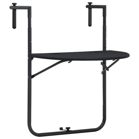 Mesa balcón colgante plástico aspecto ratán negro 60x64x83,5 cm en Mesas de jardín | Comprar online en Foru.es