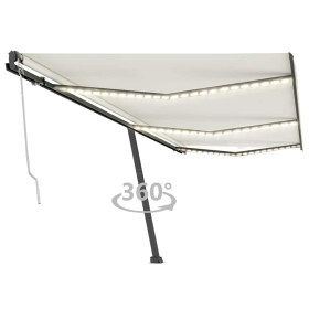 Toldo automático con LED sensor de viento crema 600x300 cm en Toldos | Comprar online en Foru.es