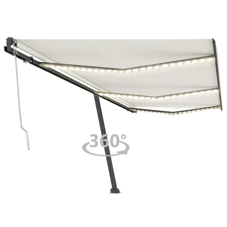 Toldo automático con LED sensor de viento crema 600x300 cm en Toldos | Comprar online en Foru.es