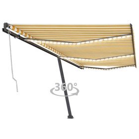 Toldo automático LED sensor de viento amarillo blanco 600x300cm en Toldos | Comprar online en Foru.es