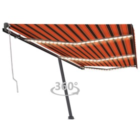 Toldo automático LED sensor de viento naranja marrón 600x300 cm en Toldos | Comprar online en Foru.es