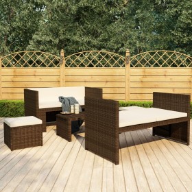 Set muebles de jardín 5 piezas y cojines ratán sintético marrón en Conjuntos de jardín | Comprar online en Foru.es