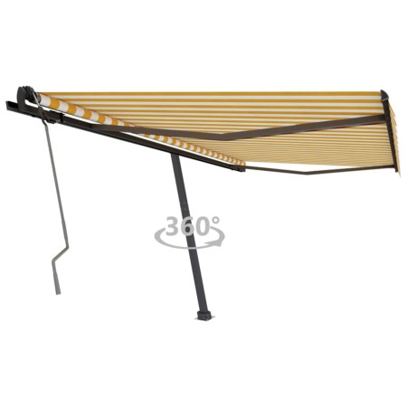 Toldo de pie manual retráctil amarillo y blanco 400x350 cm en Toldos | Comprar online en Foru.es