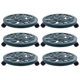 Soporte con ruedas para plantas 6 unidades plástico verde 38 cm en Soportes para macetas | Comprar online en Foru.es