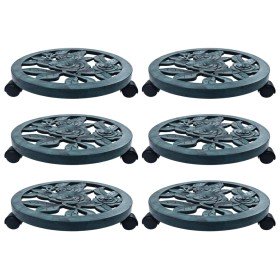 Soporte con ruedas para plantas 6 unidades plástico verde 38 cm en Soportes para macetas | Comprar online en Foru.es