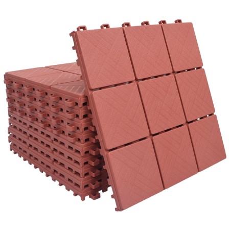 Baldosas de terraza 10 uds plástico rojo 30,5x30,5 cm en Materiales de construcción | Comprar online en Foru.es