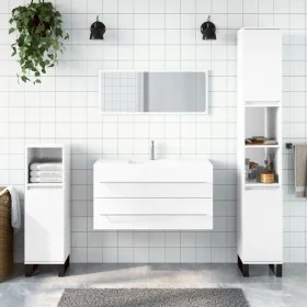 Armario de baño con espejo madera de ingeniería blanco brillo de vidaXL, Muebles de baño - Ref: Foro24-833883, Precio: 61,96 ...