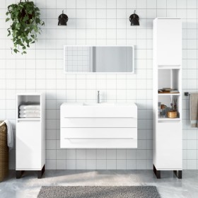 Armario de baño con espejo madera de ingeniería blanco brillo de vidaXL, Muebles de baño - Ref: Foro24-833883, Precio: 62,28 ...