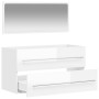 Armario de baño con espejo madera de ingeniería blanco brillo de vidaXL, Muebles de baño - Ref: Foro24-833883, Precio: 62,28 ...
