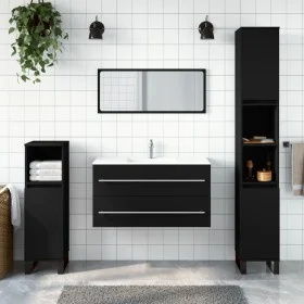 Armario de baño con espejo madera de ingeniería negro de vidaXL, Muebles de baño - Ref: Foro24-833880, Precio: 61,08 €, Descu...