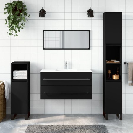Armario de baño con espejo madera de ingeniería negro de vidaXL, Muebles de baño - Ref: Foro24-833880, Precio: 61,70 €, Descu...